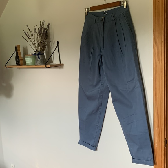 Vintage LL Bean High Waist Slate Blue Pants - Picture 1 of 4